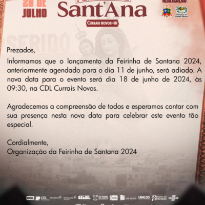 Lançamento da Feirinha de Sant’ana é adiado para 18 de junho