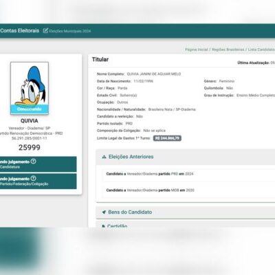 Eleições 2024: candidata é registrada com foto do Pato Donald.