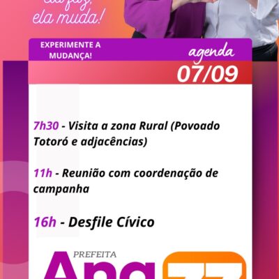 Confira a agenda da candidata Ana Albuquerque e a vice Edilma para este sábado