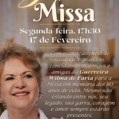 Missa celebra os 80 anos do nascimento da ex-governadora do RN Wilma de Faria