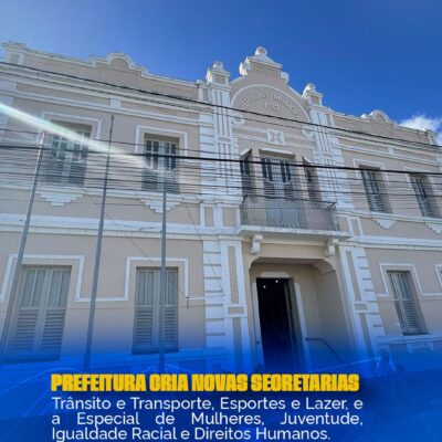 Prefeitura cria novas secretarias: Trânsito e Transporte, Esporte e Lazer, e a especial de Mulheres, Juventude, Igualdade Racial e Direitos Humanos