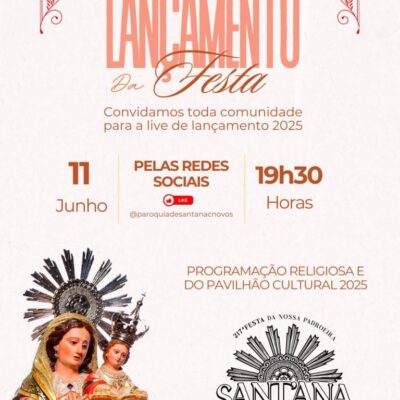 Paróquia de Sant’Ana promove lançamento virtual da Festa 2025 nesta quarta-feira, 11 de junho