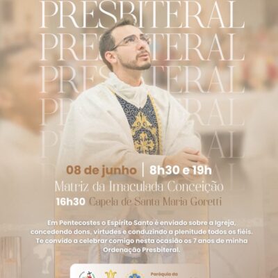 Padre Fagner celebra 7 anos de ordenação presbiteral com missas em Currais Novos