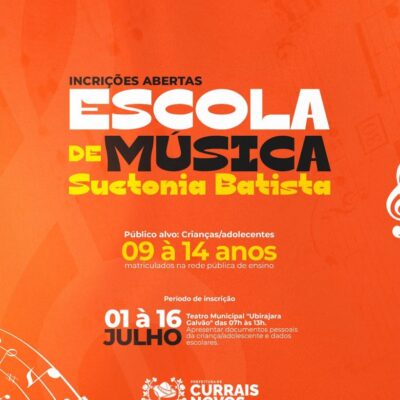 Inscrições abertas par escola de música Suetonia Batstista