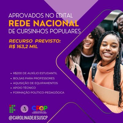 Cursinho Popular “Carolina Maria de Jesus” é contemplado em edital nacional