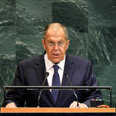 Lavrov na ONU nega envolvimento da Rússia em ataques com drones