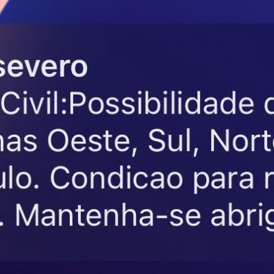 Defesa Civil alerta para temporais severos em São Paulo nesta quinta