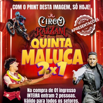 Circo Razzani tem promoção especial nesta quinta-feira
