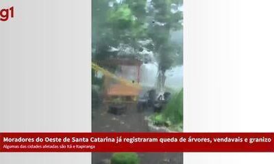 Ciclone extratropical provoca vendaval e granizo no Oeste de Santa Catarina