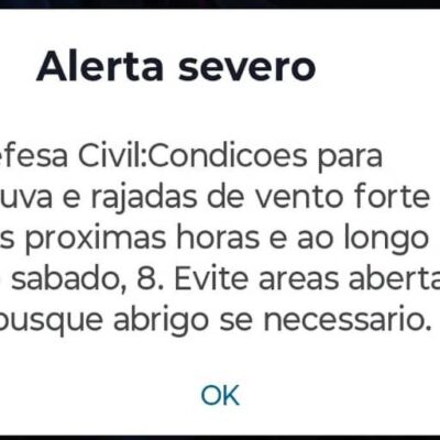 Defesa Civil alerta para chuva forte e ventos em São Paulo nesta sexta e sábado