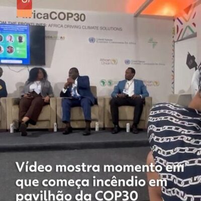 Incêndio atinge pavilhão dos países na Zona Azul da COP30 em Belém