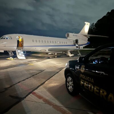 PF apreende avião de R$ 200 milhões do dono do Banco Master preso em Guarulhos