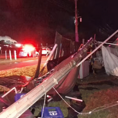 Vendaval derruba estrutura em festa universitária e deixa um morto em SP