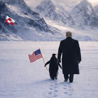 Trump posta foto com pinguim na Groenlândia e sofre críticas na web