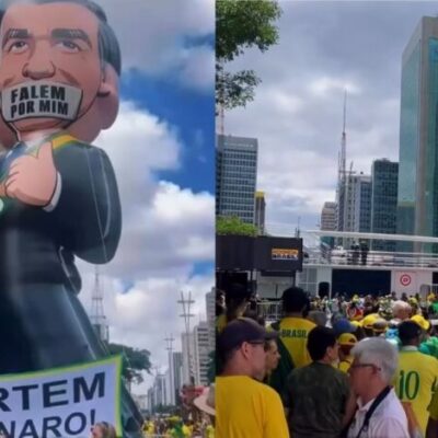 Apoiadores de Bolsonaro realizam ato na Avenida Paulista com Flávio