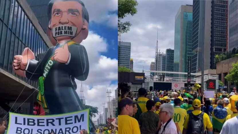 Apoiadores de Bolsonaro realizam ato na Avenida Paulista com Flávio