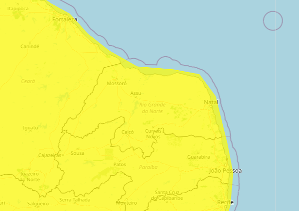 INMET alerta para chuvas intensas e ventos fortes no Rio Grande do Norte