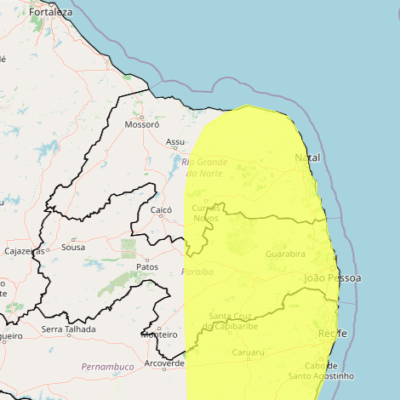 Inmet amplia aviso de chuva para 100 cidades do RN até sábado