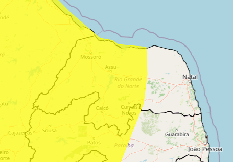 Inmet alerta para ventos de até 60 km/h em 102 municípios do RN