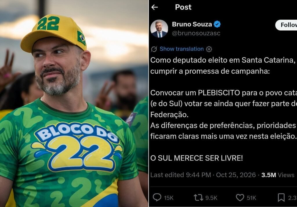Deputado de SC propõe plebiscito para separar a região Sul do Brasil