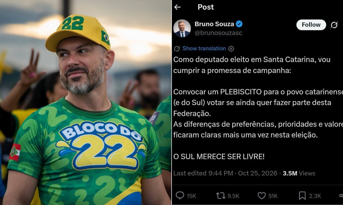 Deputado de SC propõe plebiscito para separar a região Sul do Brasil